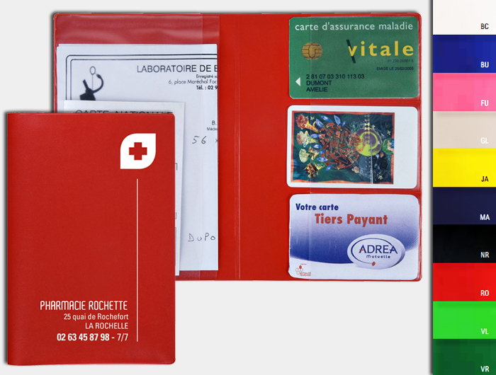 Porte ordonnances personnalisable, documents de santé, carte